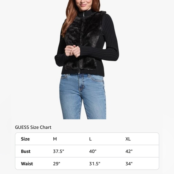 GUESS Women's Long Sleeve Fur Mix Zip Front Mila Cardigan - Picture 4 of 4